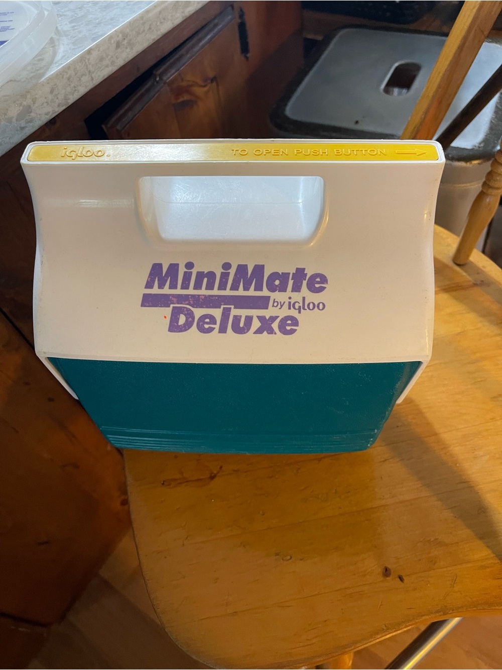 Igloo MiniMate Deluxe Cooler in White and Teal with Purple Logo